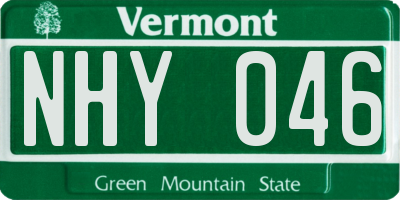 VT license plate NHY046