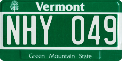 VT license plate NHY049