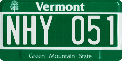 VT license plate NHY051