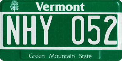 VT license plate NHY052
