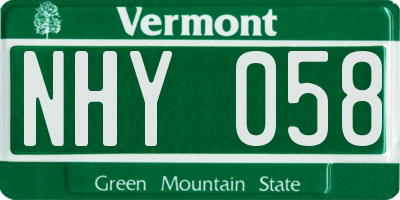VT license plate NHY058