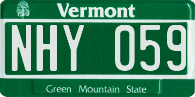 VT license plate NHY059