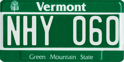 VT license plate NHY060