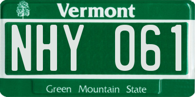 VT license plate NHY061