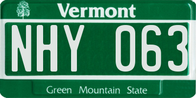 VT license plate NHY063