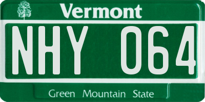 VT license plate NHY064