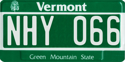 VT license plate NHY066