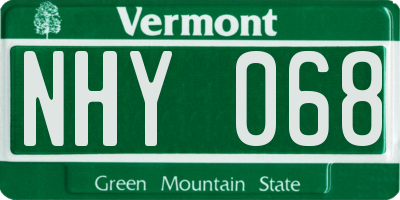 VT license plate NHY068