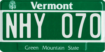 VT license plate NHY070
