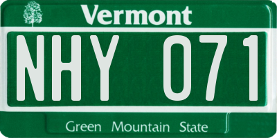 VT license plate NHY071