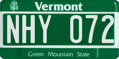 VT license plate NHY072
