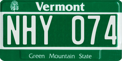 VT license plate NHY074