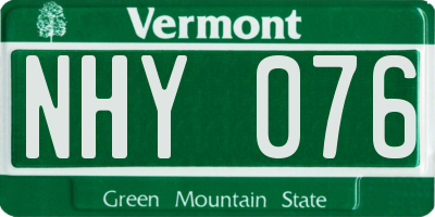 VT license plate NHY076
