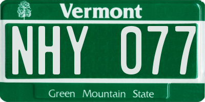 VT license plate NHY077