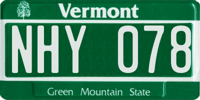 VT license plate NHY078