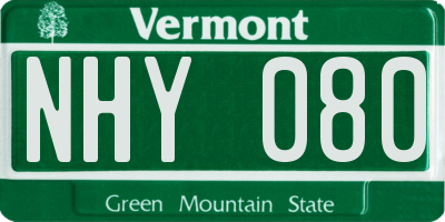 VT license plate NHY080