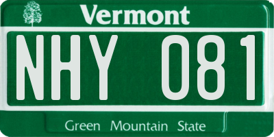 VT license plate NHY081