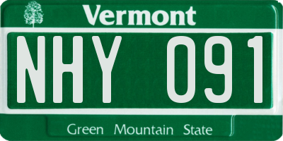 VT license plate NHY091
