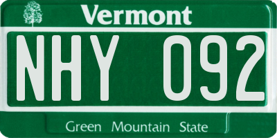 VT license plate NHY092