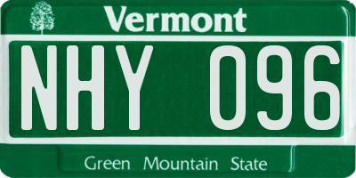 VT license plate NHY096