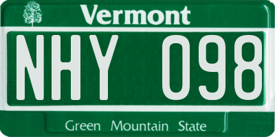 VT license plate NHY098