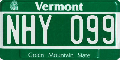 VT license plate NHY099