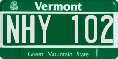 VT license plate NHY102