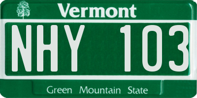 VT license plate NHY103
