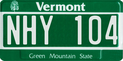 VT license plate NHY104