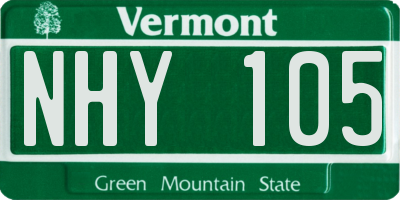 VT license plate NHY105