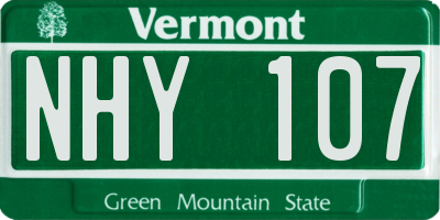 VT license plate NHY107