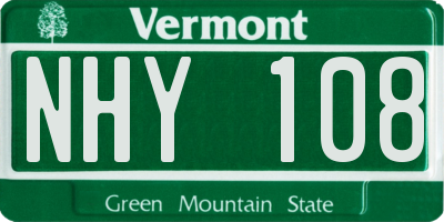 VT license plate NHY108