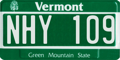VT license plate NHY109