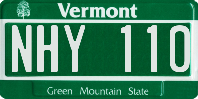 VT license plate NHY110
