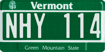 VT license plate NHY114