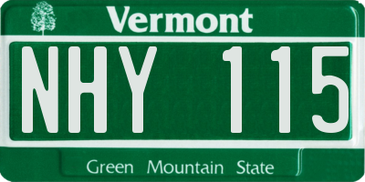 VT license plate NHY115