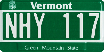 VT license plate NHY117