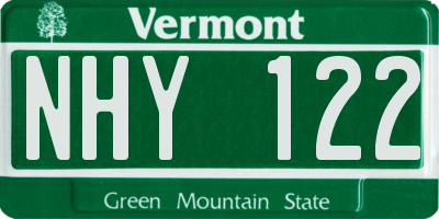 VT license plate NHY122