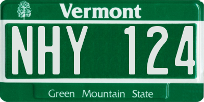 VT license plate NHY124