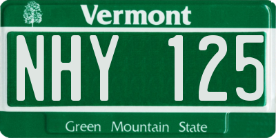 VT license plate NHY125