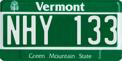 VT license plate NHY133