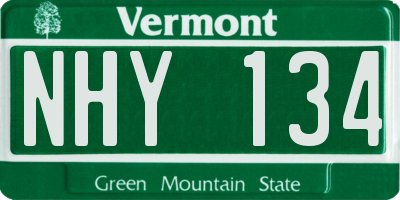 VT license plate NHY134