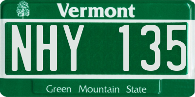 VT license plate NHY135