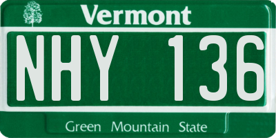 VT license plate NHY136