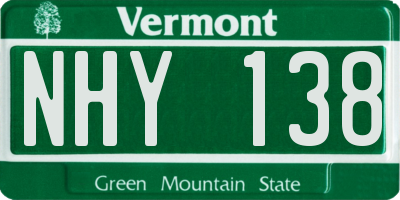 VT license plate NHY138