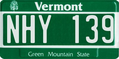 VT license plate NHY139