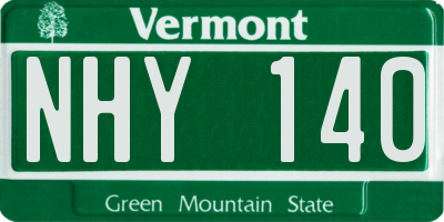 VT license plate NHY140