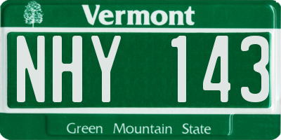 VT license plate NHY143