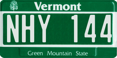 VT license plate NHY144