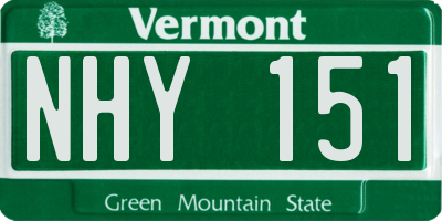 VT license plate NHY151